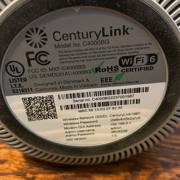 CenturyLink modem/router with cables and original packaging. Model no C4009BG - Picture 2 of 4